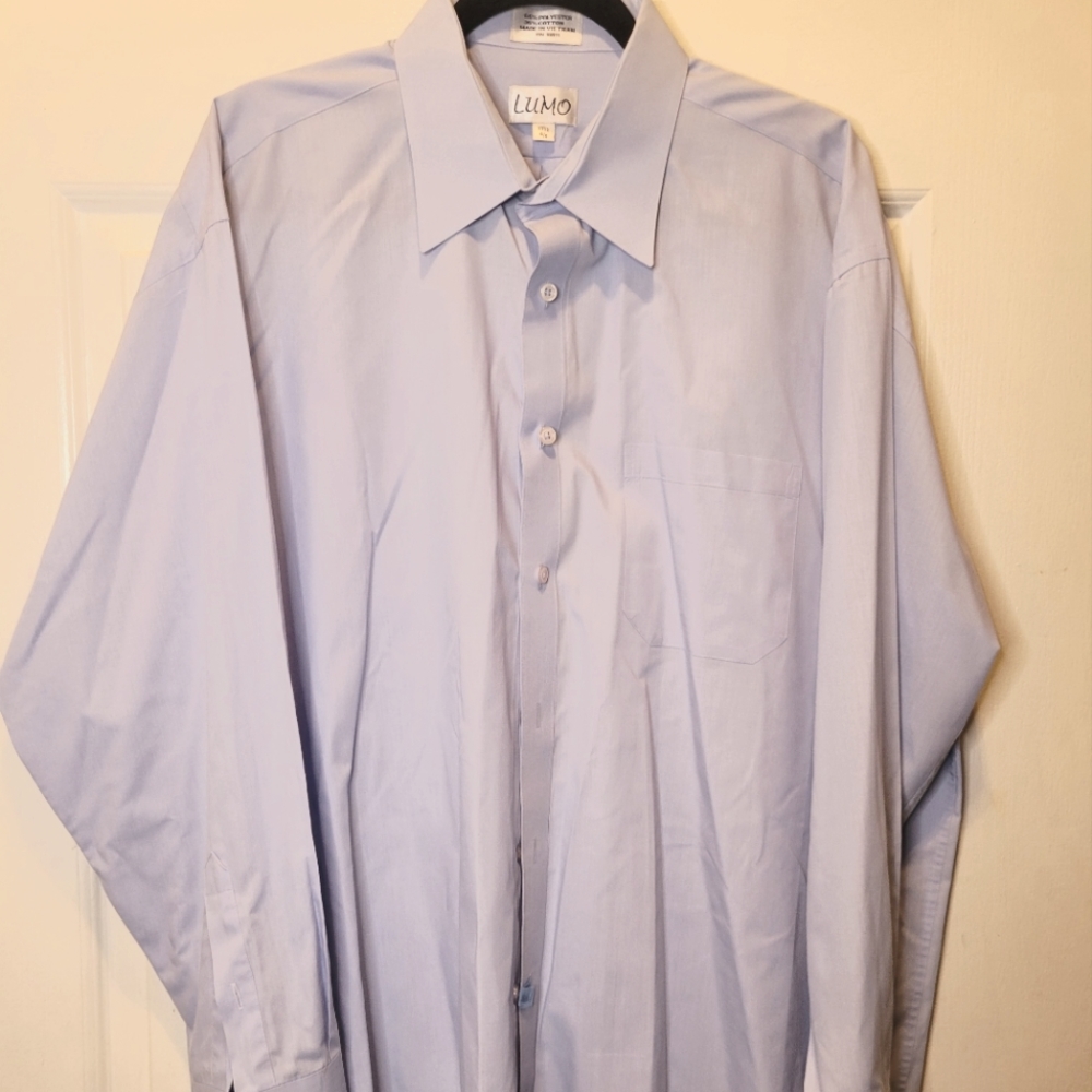 Lumo Blue Casual Long Sleeve Button Down Top sz 17.5 34/35
